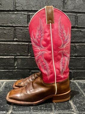 Justin Pink and Brown Western Boots new soles.